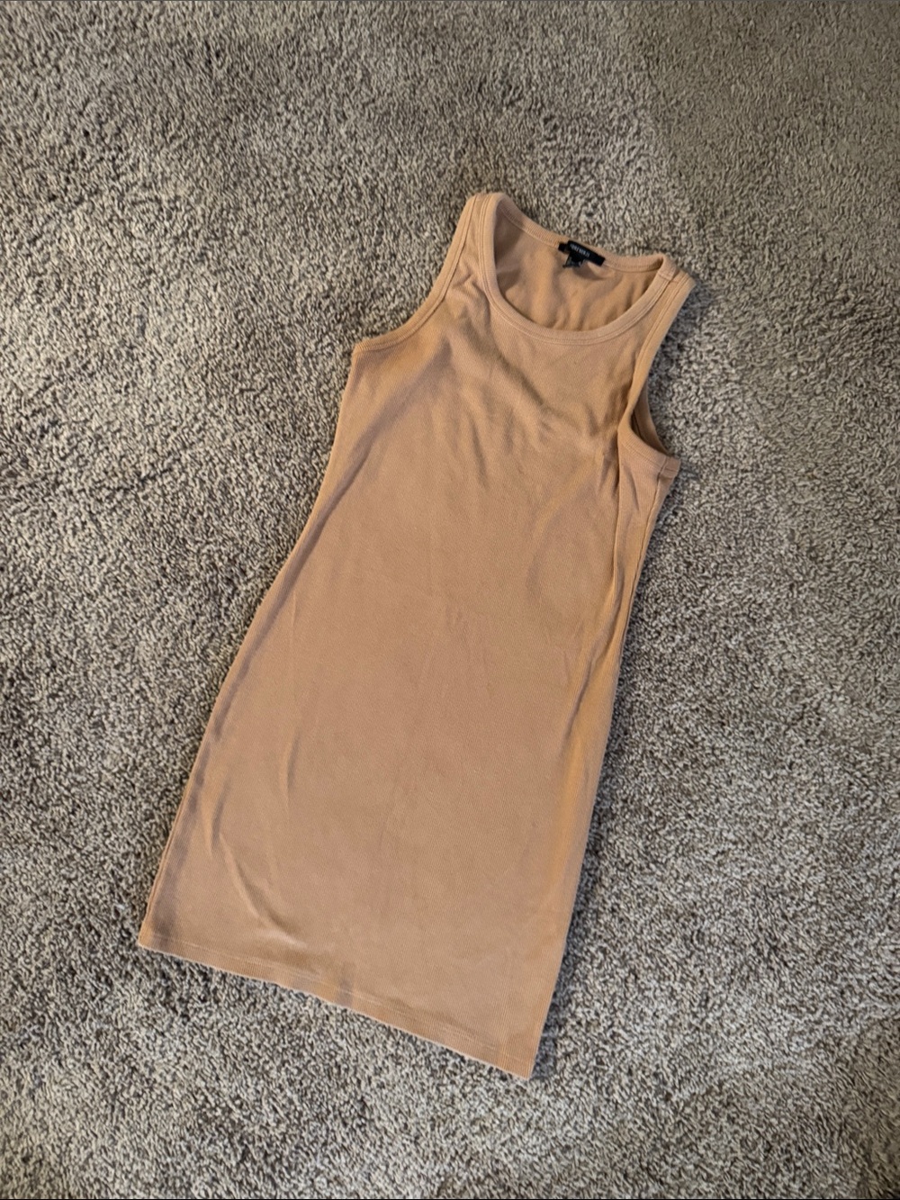 Forever 21 Sleeveless Ribbed Midi Dress in Tan